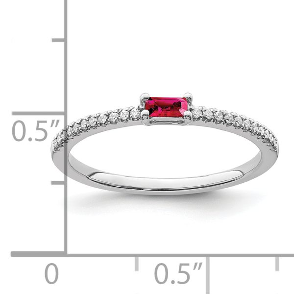 14k White Gold Polished Ruby and Diamond Ring - Image 3