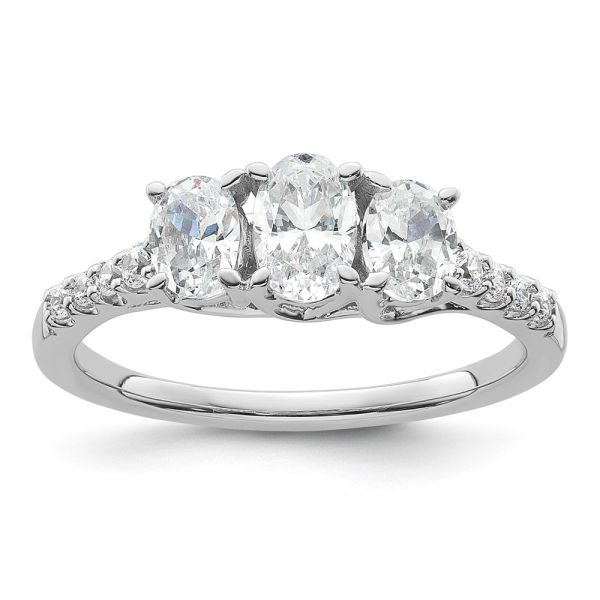 14K WG VS/SI FGH Lab Grown Diamond Complete 3-stone Ring