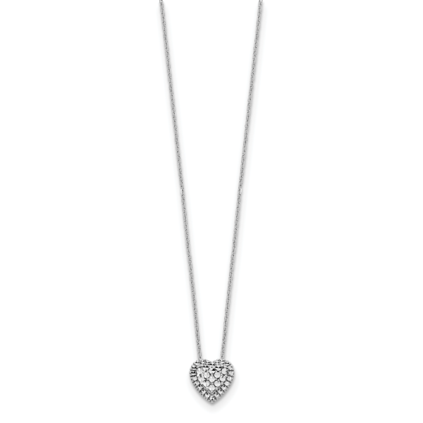 14k White Gold Diamond-cut Heart Slide Necklace - Image 2