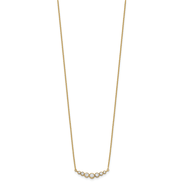 14K Polished Graduated Round CZ 17in Necklace - Image 2