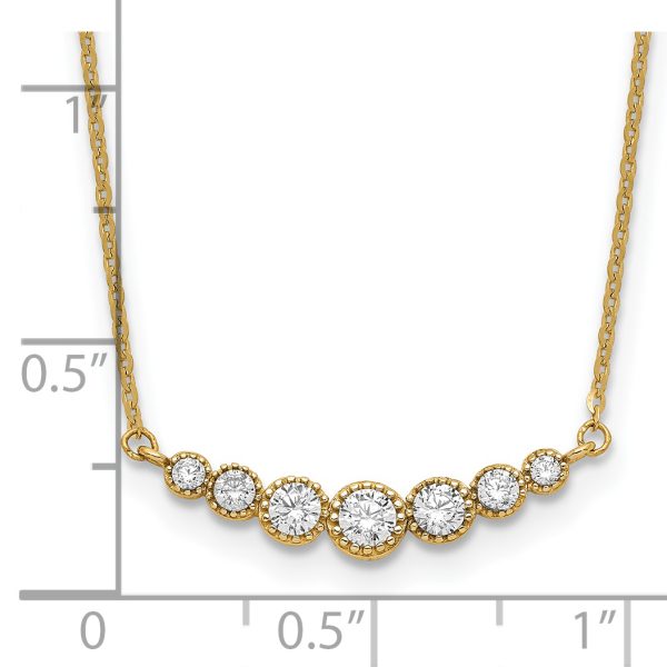 14K Polished Graduated Round CZ 17in Necklace - Image 3