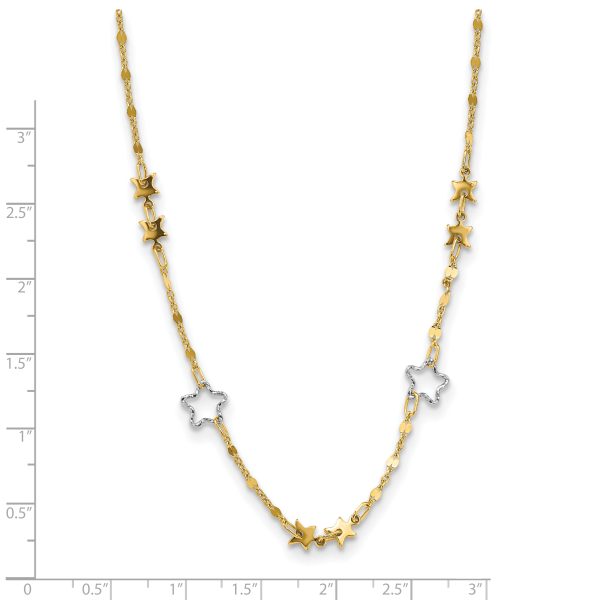 14K Two-tone Polished Star Necklace - Image 3