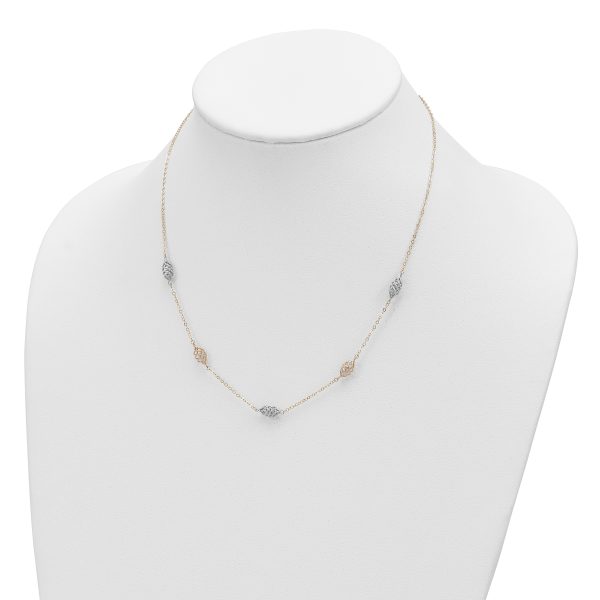 14K Two-tone Polished Spiral 5 Station Necklace - Image 2