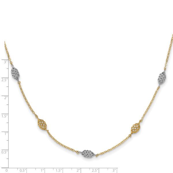 14K Two-tone Polished Spiral 5 Station Necklace - Image 3