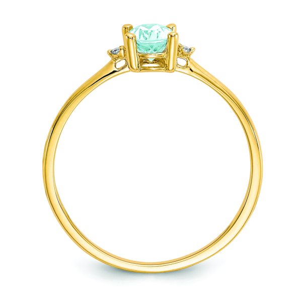 14k Diamond & Aquamarine Birthstone Ring - Image 2