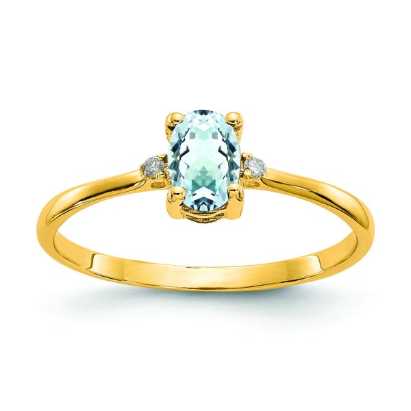 14k Diamond & Aquamarine Birthstone Ring