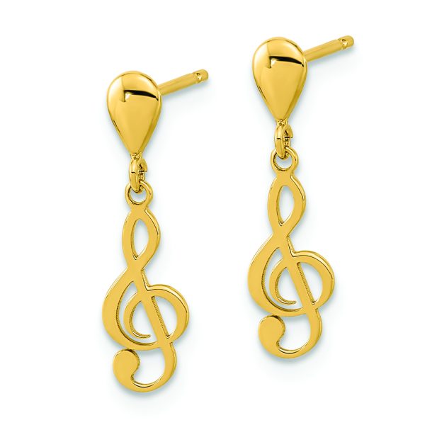 14K Polished Treble Clef Dangle Earrings - Image 2