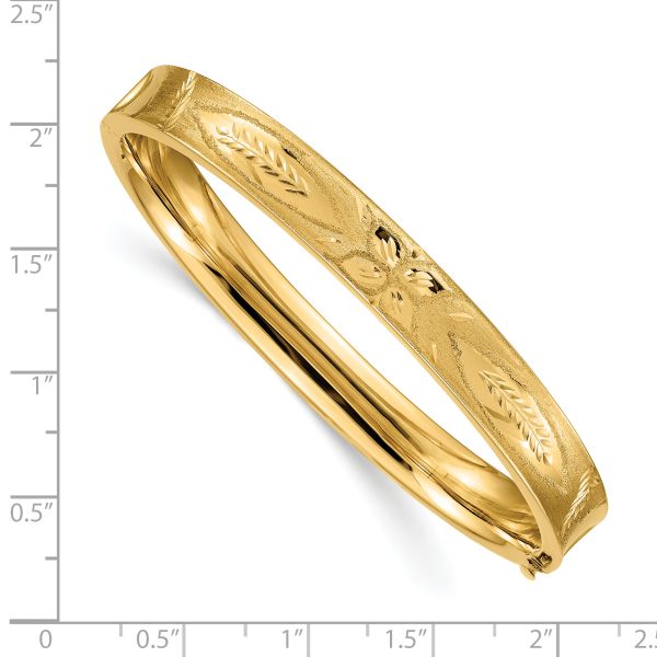 14k 5/16 Diamond-cut Concave Hinged Bangle Bracelet - Image 3