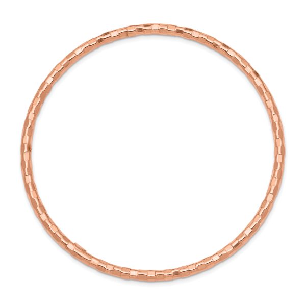 14K Rose Gold Polished Textured Slip-on Bangle Bracelet - Image 3