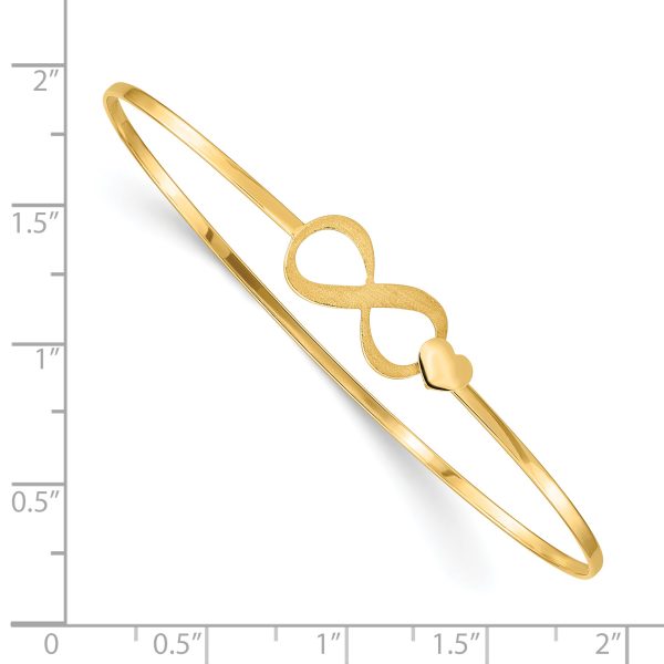 14K Brushed and Polished Infinity Heart Flexible Bangle - Image 3