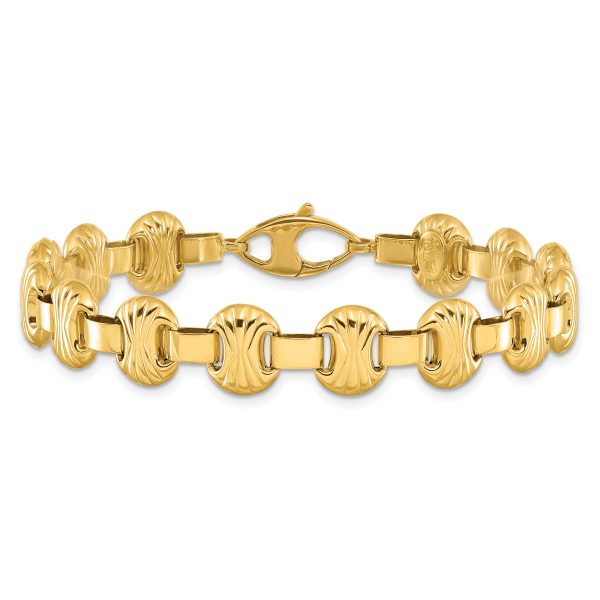 14K Polished & Textured Fancy Bracelet - Image 3