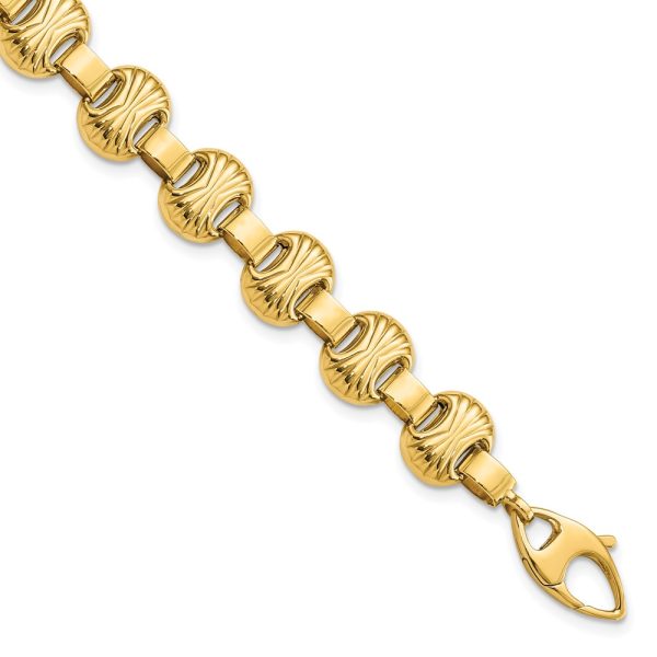 14K Polished & Textured Fancy Bracelet