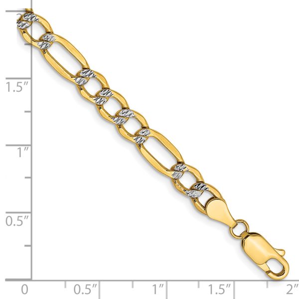 14k 5.25mm Semi-solid with Rhodium Pav? Figaro Chain - Image 2