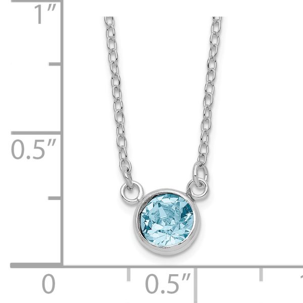 Sterling Silver RH-plated Blue Crystal Bezel 18.5in Necklace - Image 2