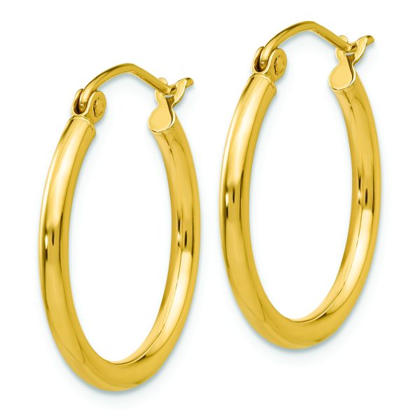 14k Polished 2x20mm Lightweight Tube Hoop Earrings - Image 2