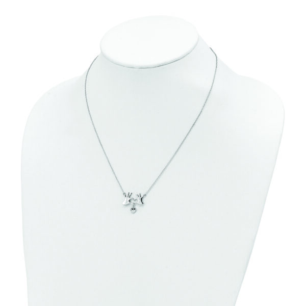 Sterling Silver Rhodium-plated Hands Heart w/Dangle Heart Necklace - Image 3