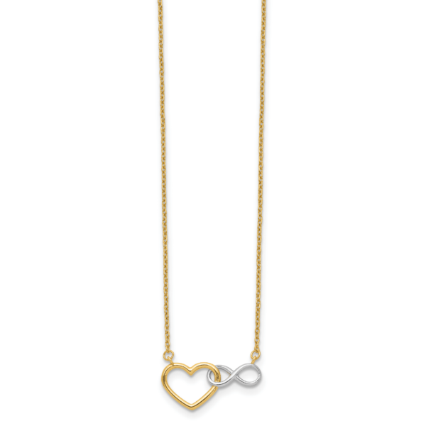 14KY & White Rhodium Heart with Infinity Symbol Necklace - Image 2