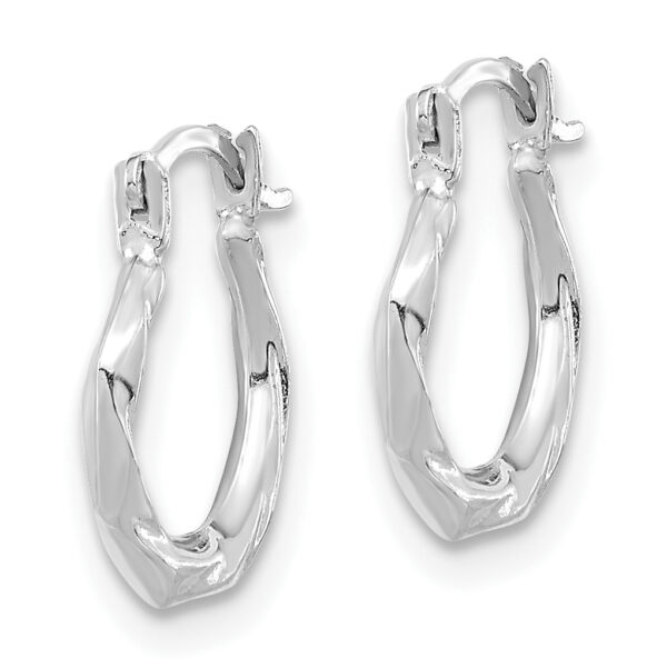14K White Gold Polished Twist Hoop Earrings - Image 2