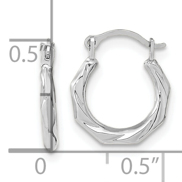 14K White Gold Polished Twist Hoop Earrings - Image 3