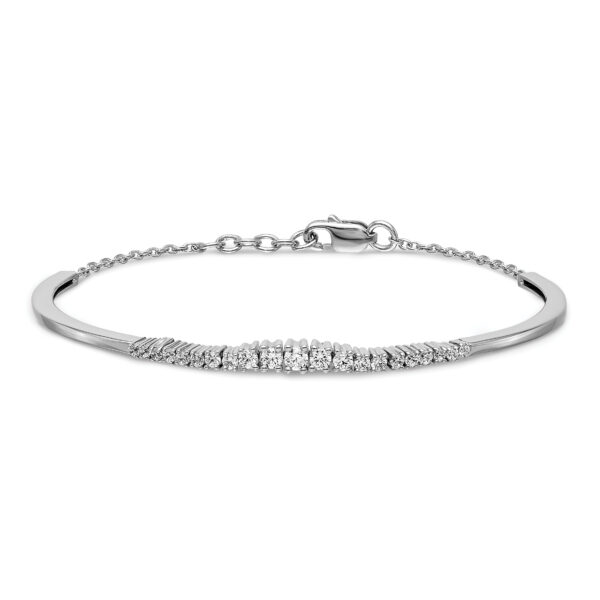 14k White Gold 3/4ct Lab Grown Diamond VS/SI+ G+ Graduated Bangle - Image 3