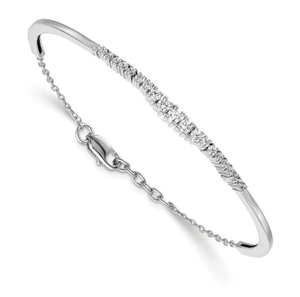 14k White Gold 3/4ct Lab Grown Diamond VS/SI+ G+ Graduated Bangle