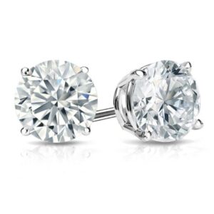 1.5 Cttw Certified Round 4-Prong Studs in 14K White Gold
